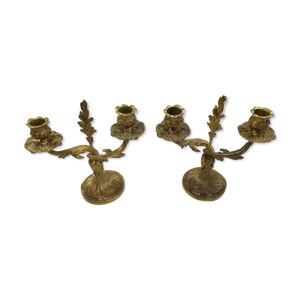 paire de candélabre bronze rocaille