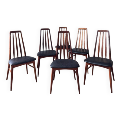 Suite de 6 chaises de salle à manger de Niels Koefoed « Eva » danois en palissandre
