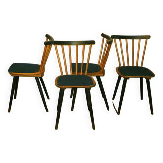 Ensemble de 4 chaises à repas vintage avec pieds évasés, 1950-60