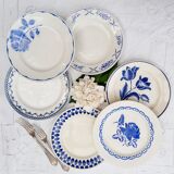 Old flat plates mismatched in earthenware