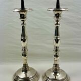 Pair of candle picnickers in silvered bronze