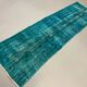 Distressed Turkish Runner 272x78 cm wool Vintage rug, Overdyed Blue