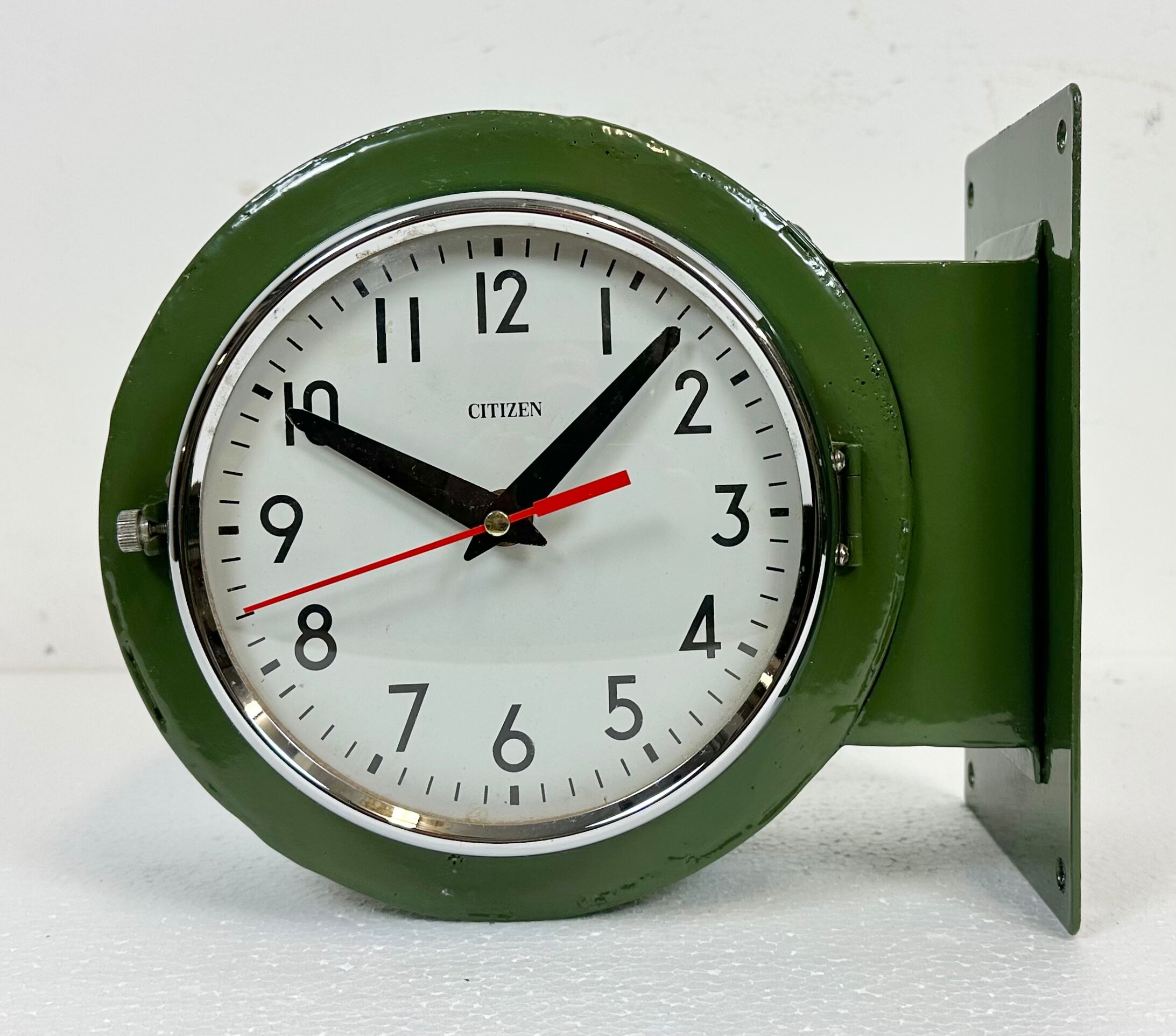 Vintage green citizen double-sided navy wall clock, 1980s