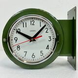 Vintage green citizen double-sided navy wall clock, 1980s