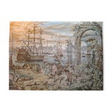 Old wall tapestry "Harbour Scene" The Woven Arts of France