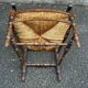 19th-century solid wood straw chair 111cm