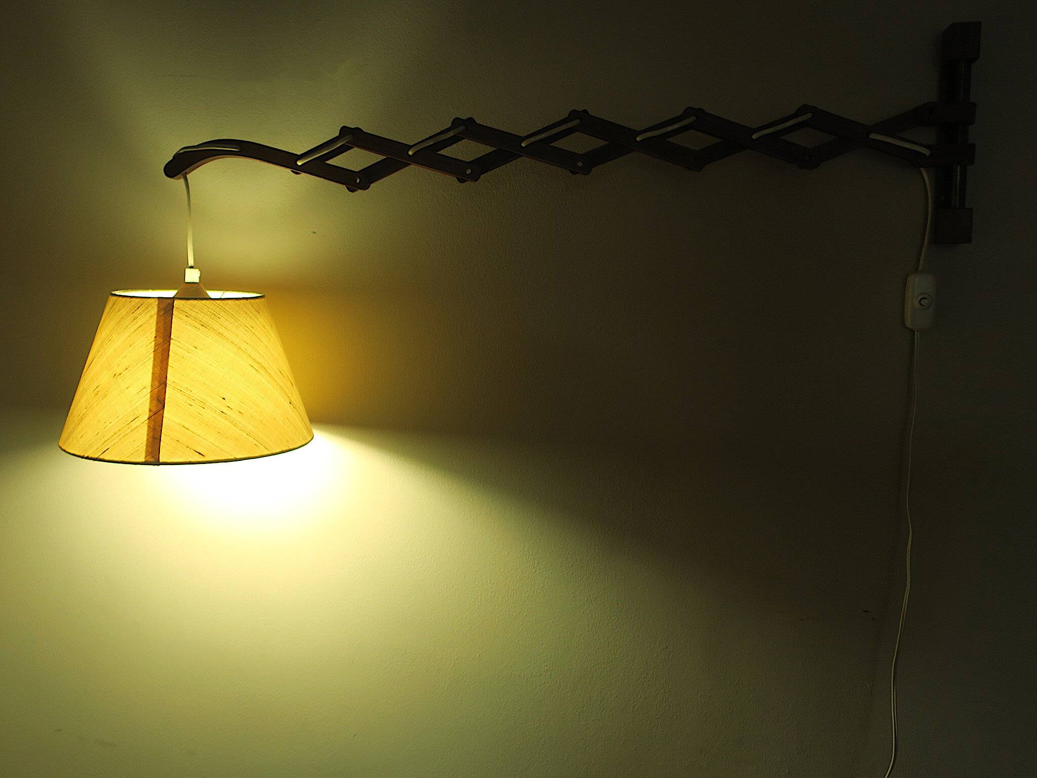Large concertina wall light in teak by Eric Hansen / Le Klint, Denmark 1960