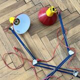 Deux lampes architecte multicolores vintage