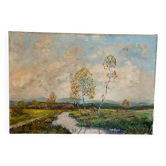 Paysage aux bouleaux signé Billeque