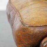 Vintage Sheepskin Leather Wingback Chair