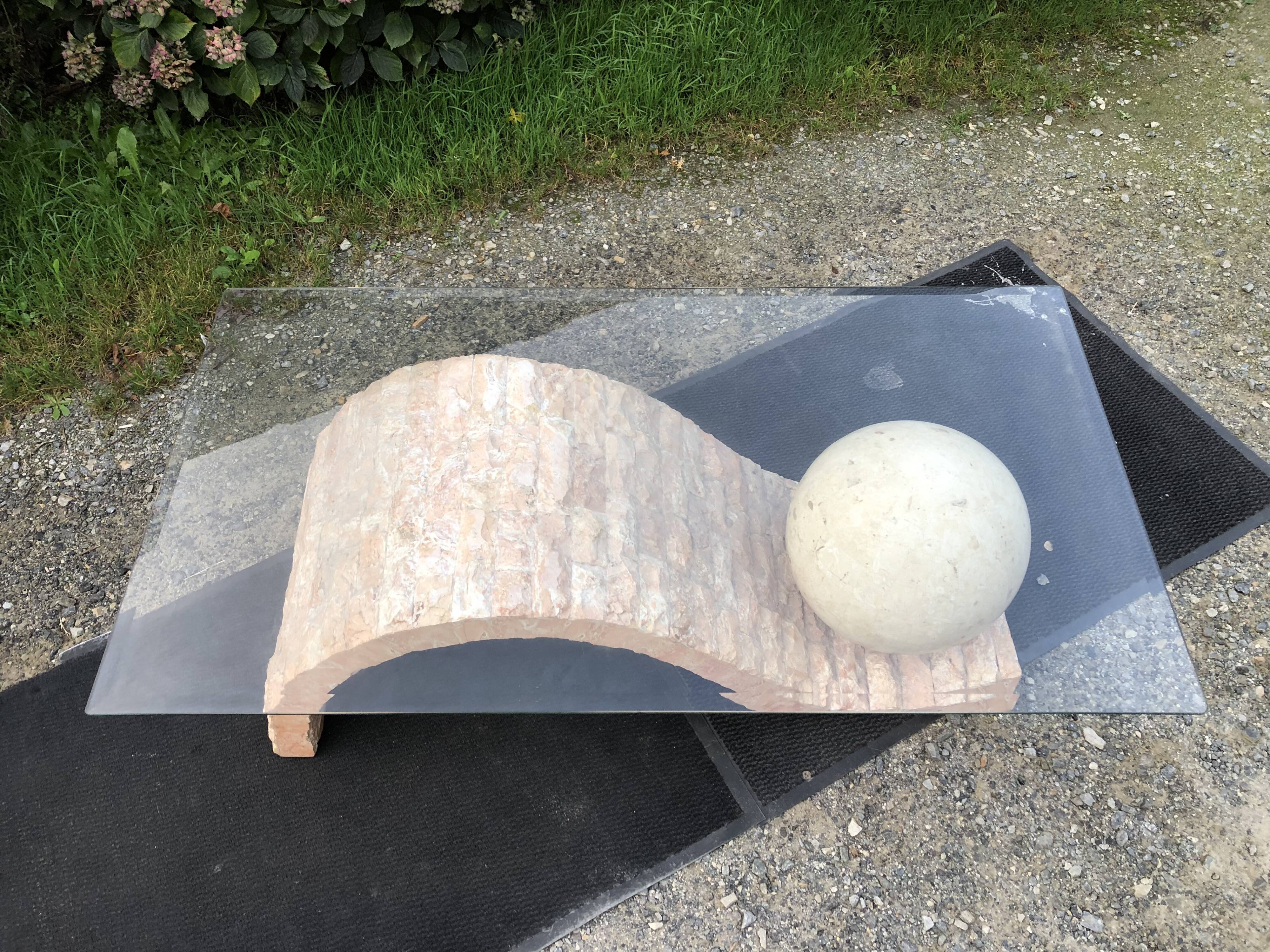 80s design coffee table. made of Mactan travertine stones from Magnussen ponte.