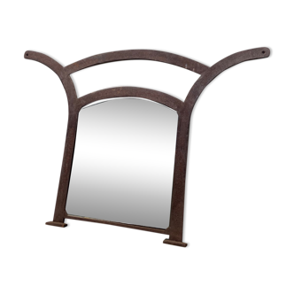 Brutalist mirror in iron / cast iron old steel or trumeau