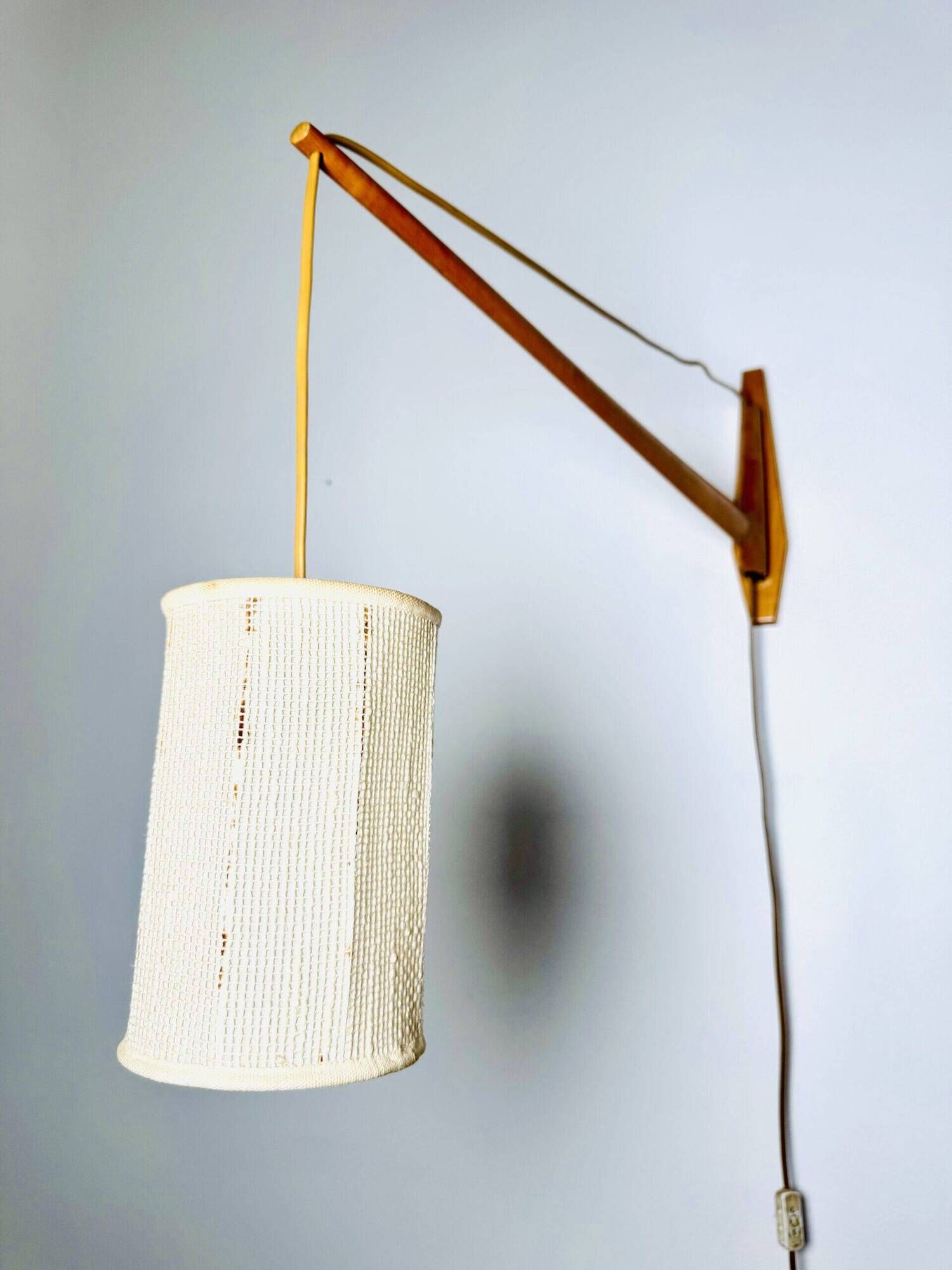 Large Rosewood Swivel-Arm Wall Lamp, Sweden 1950S