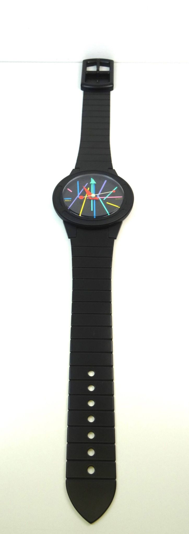 Postmodern Wall Clock in wrist watch shape Pop Art by Ultralux Swiss XL Memphis Age