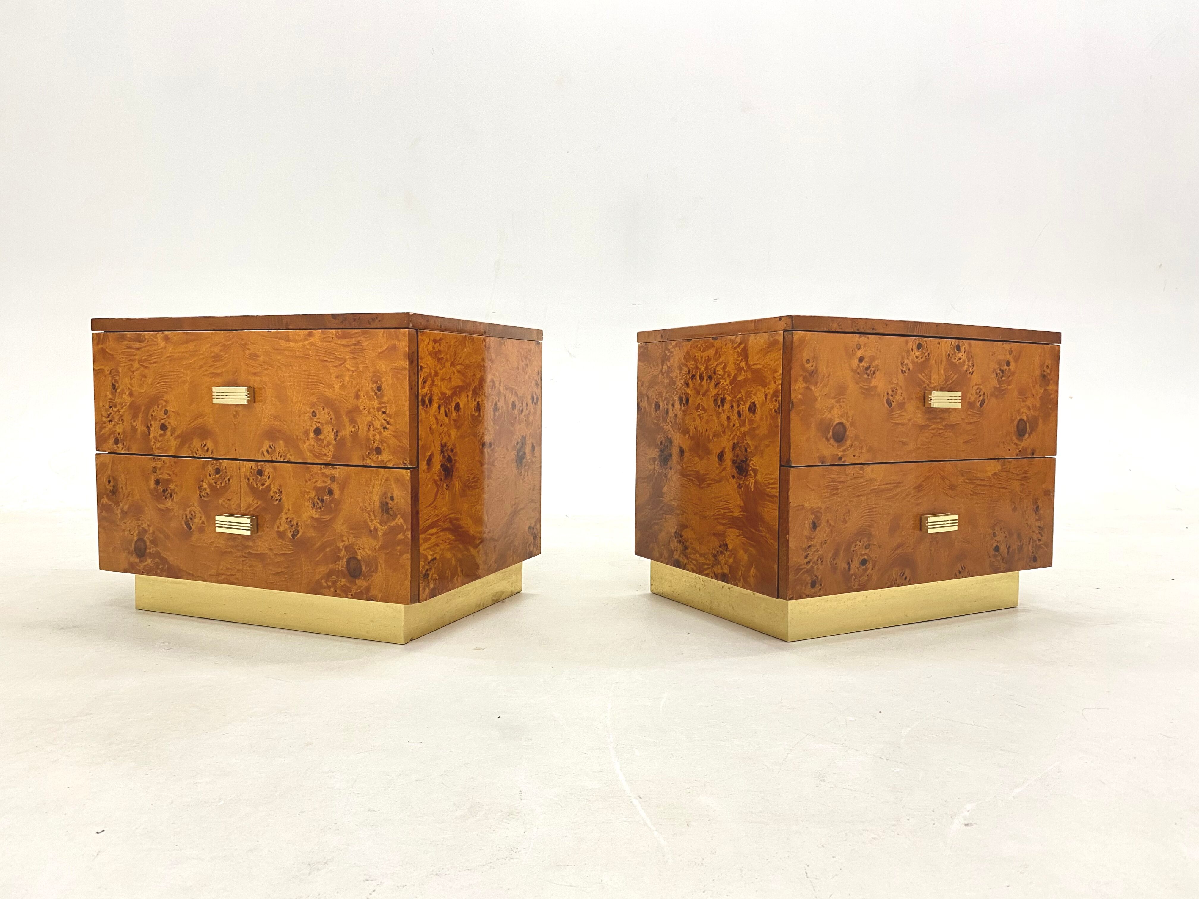 Pair of bedside tables elm magnifying glass 1970s