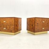 Pair of bedside tables elm magnifying glass 1970s