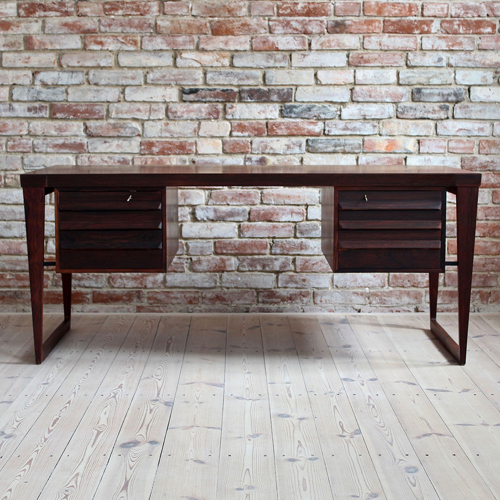 Mid-Century Modern Rosewood Executive Desk by Kai Kristiansen, Model 70, 1950s