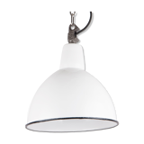 Industrial enamel lamp from Poland, white colour, 1960