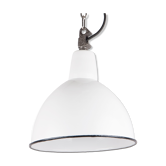 Industrial enamel lamp from Poland, white colour, 1960