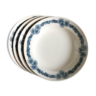 4 hollow plates "Denise", iron earth, blue decoration of flowers