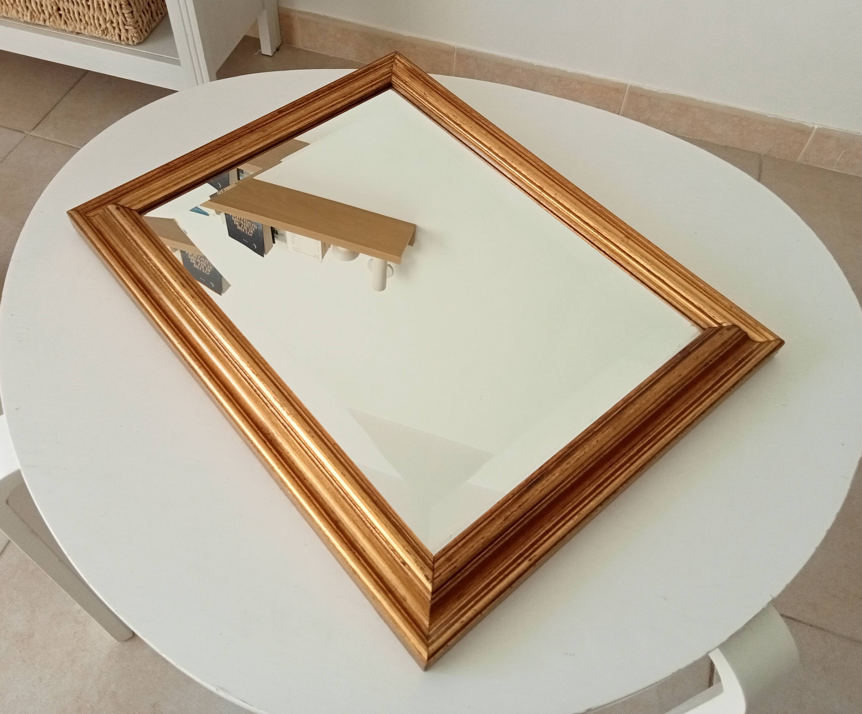 Vintage gold mirror beveled glass 47.5*37.5