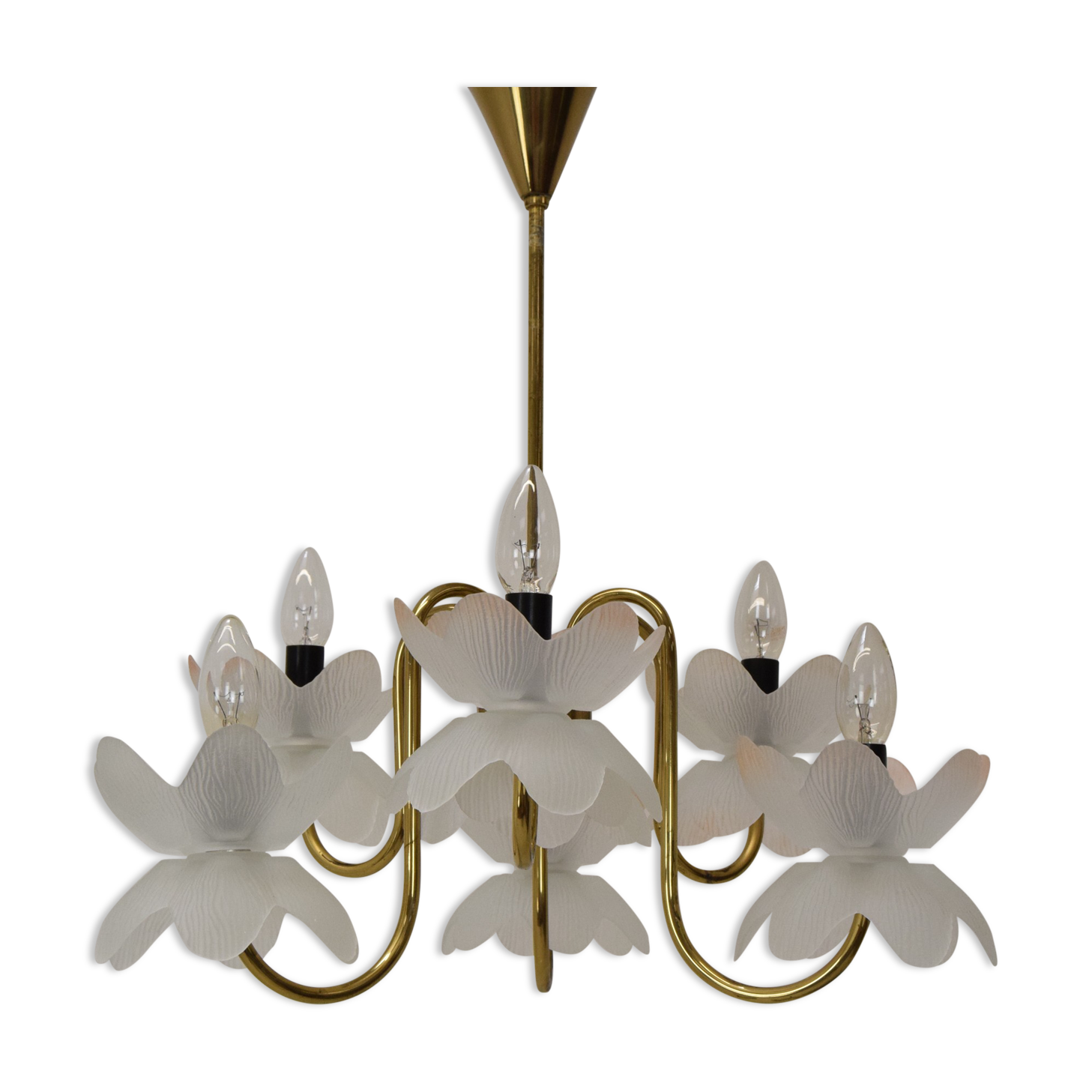 Mid-century Glass Chandelier,1970's.