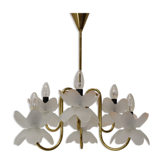 Mid-century Glass Chandelier,1970's.