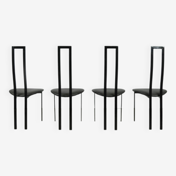 Ensemble de 4 chaises à repas italiennes postmodernes par Maurizio Cattelan, 1980