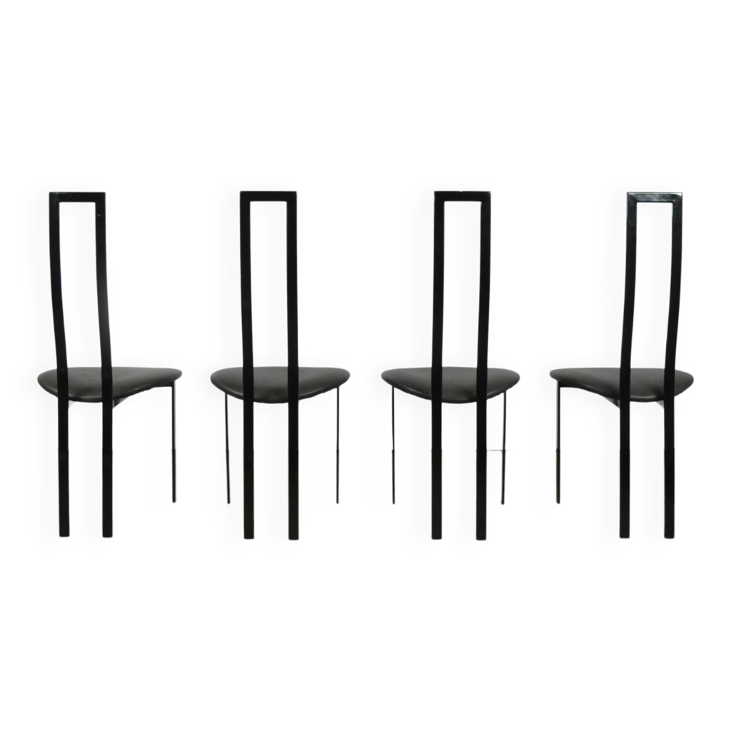 Lot De 4 Chaises Pliantes Italiennes Design 1980, Structure En Hêtre Et Cannage Rotin