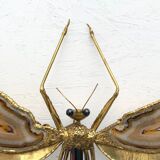 "Libellule" wall light by Jacques Duval Brasseur in brass and agate, 1970.