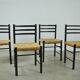 MID-CENTURY modern dining chairs with rush seat, 1960s