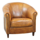 Cognac-colored sheep leather club chair with patina