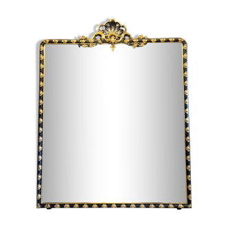 Miroir d’opera en bois doré et noirci  glace au mercure XlX ème 2m62 x 2m10