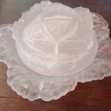 Glass candy box in cabbage shape - Portieux glassware signed