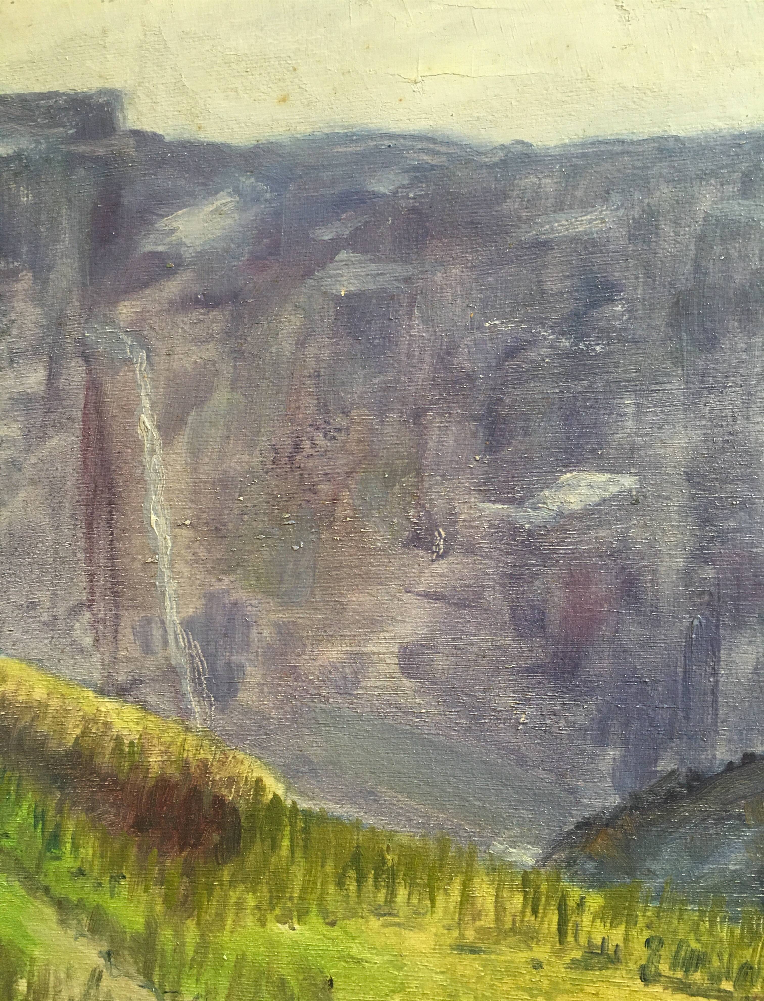 Impressionist Post-Print painting "Cirque de Gavarnie" by François Moreau - 1910