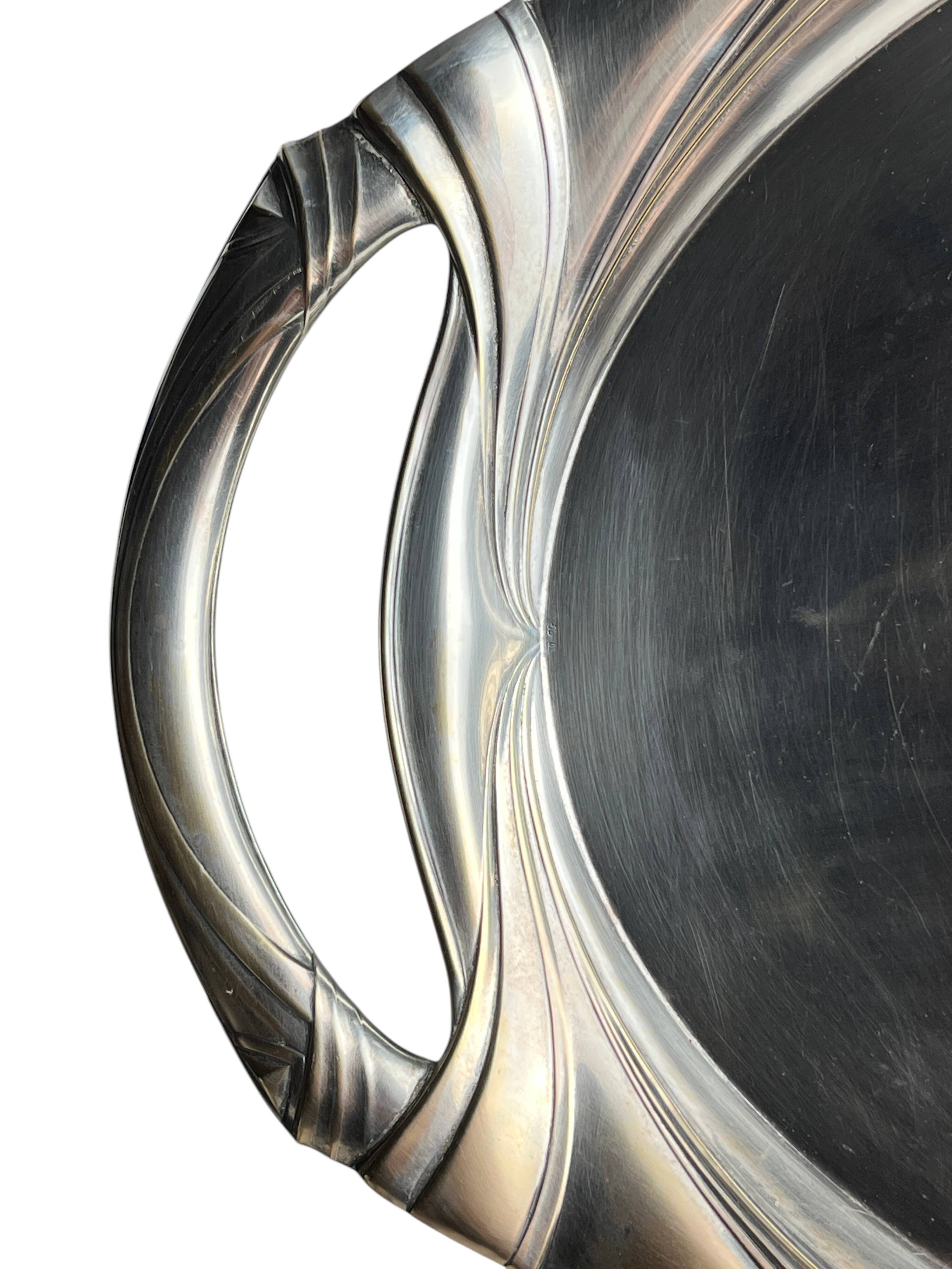 Art Nouveau, silver-plated metal tray Theodor Radivon hallmark circa 1900