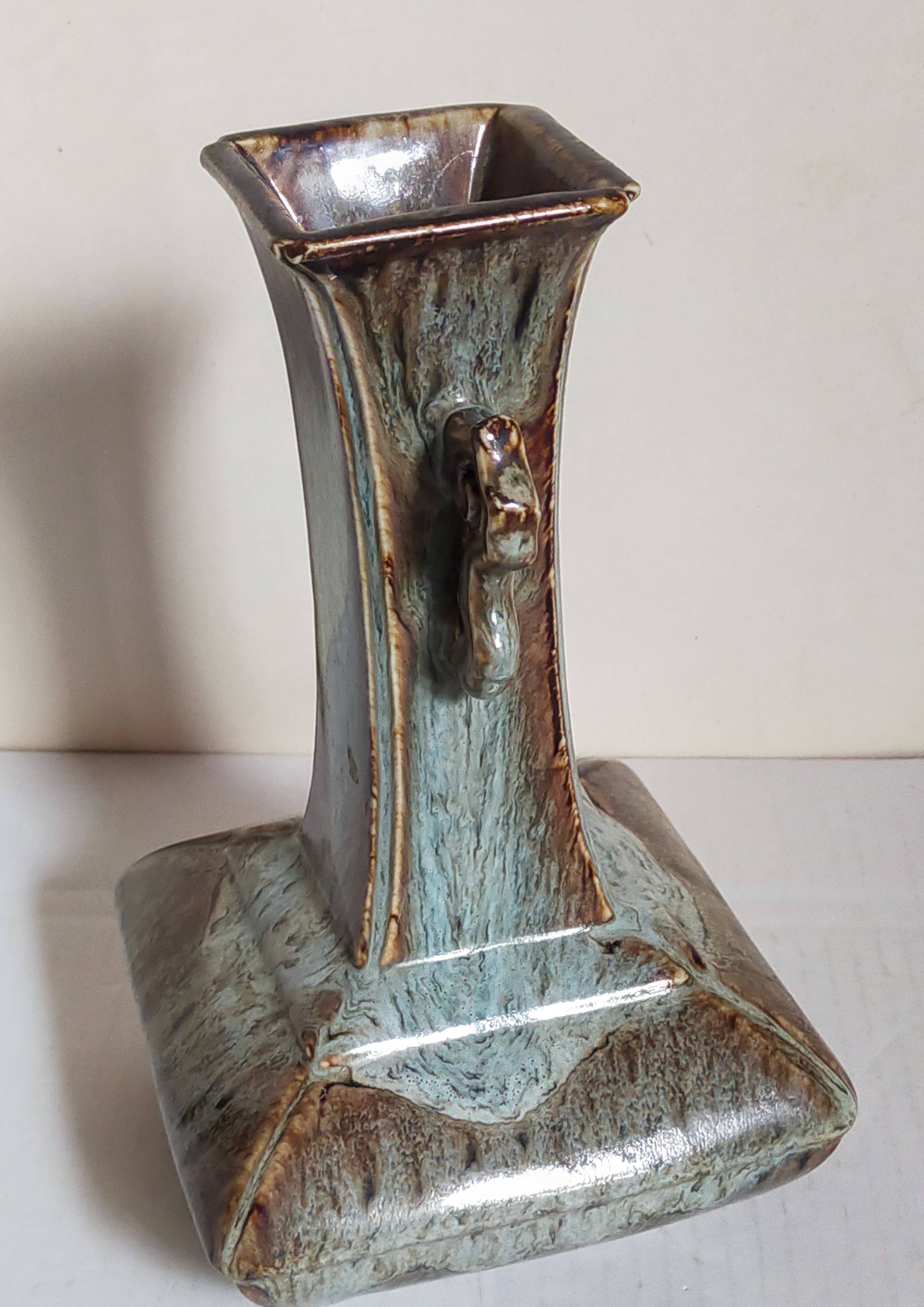 Chinese bottle soliflore vase with flambé enamel