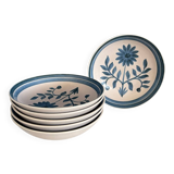 Set of 6 Longchamp blue flower soup plates