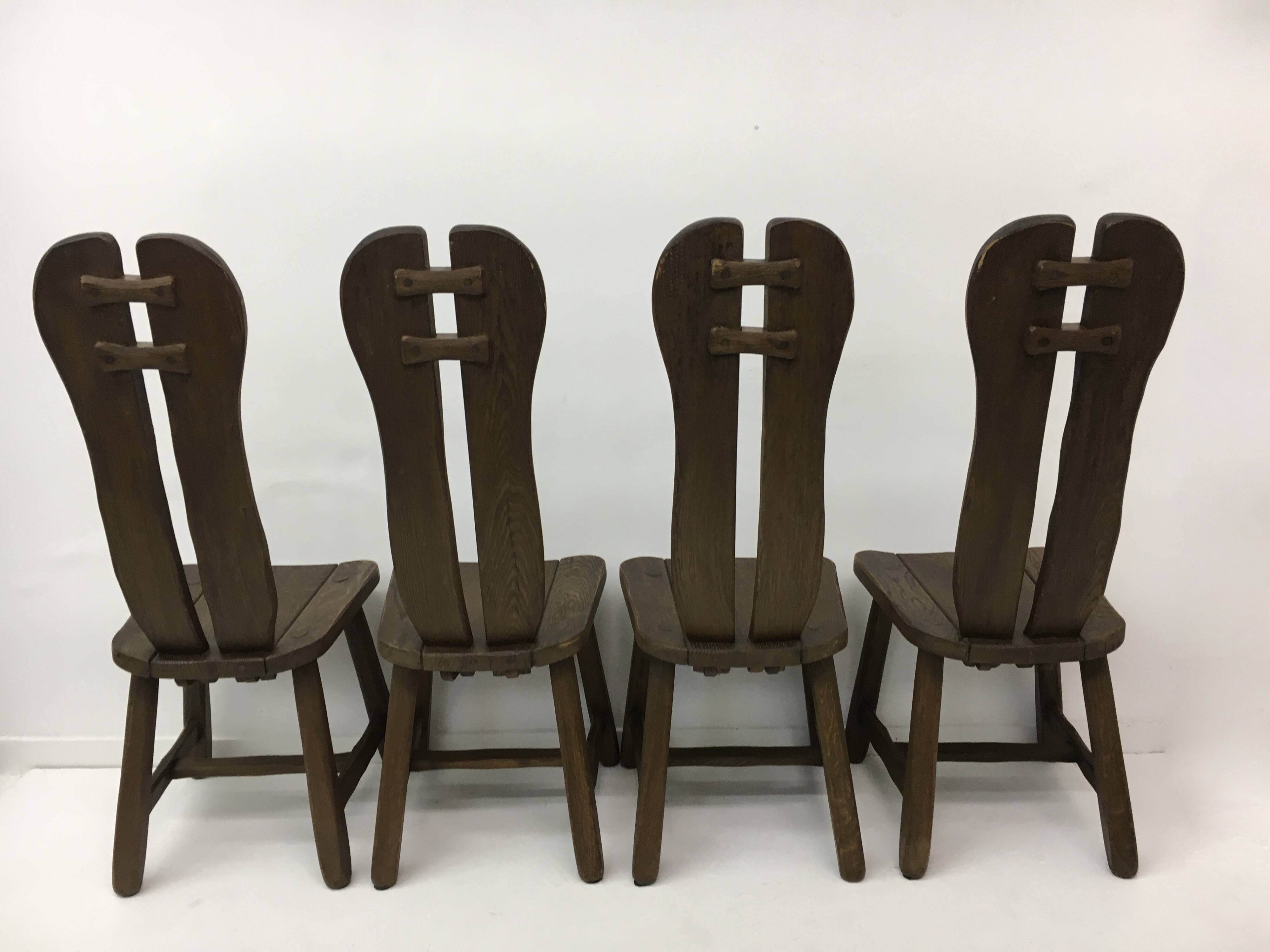 Set of 4 Belgian Brutalist Dining Chairs from De Puydt, 1970’s