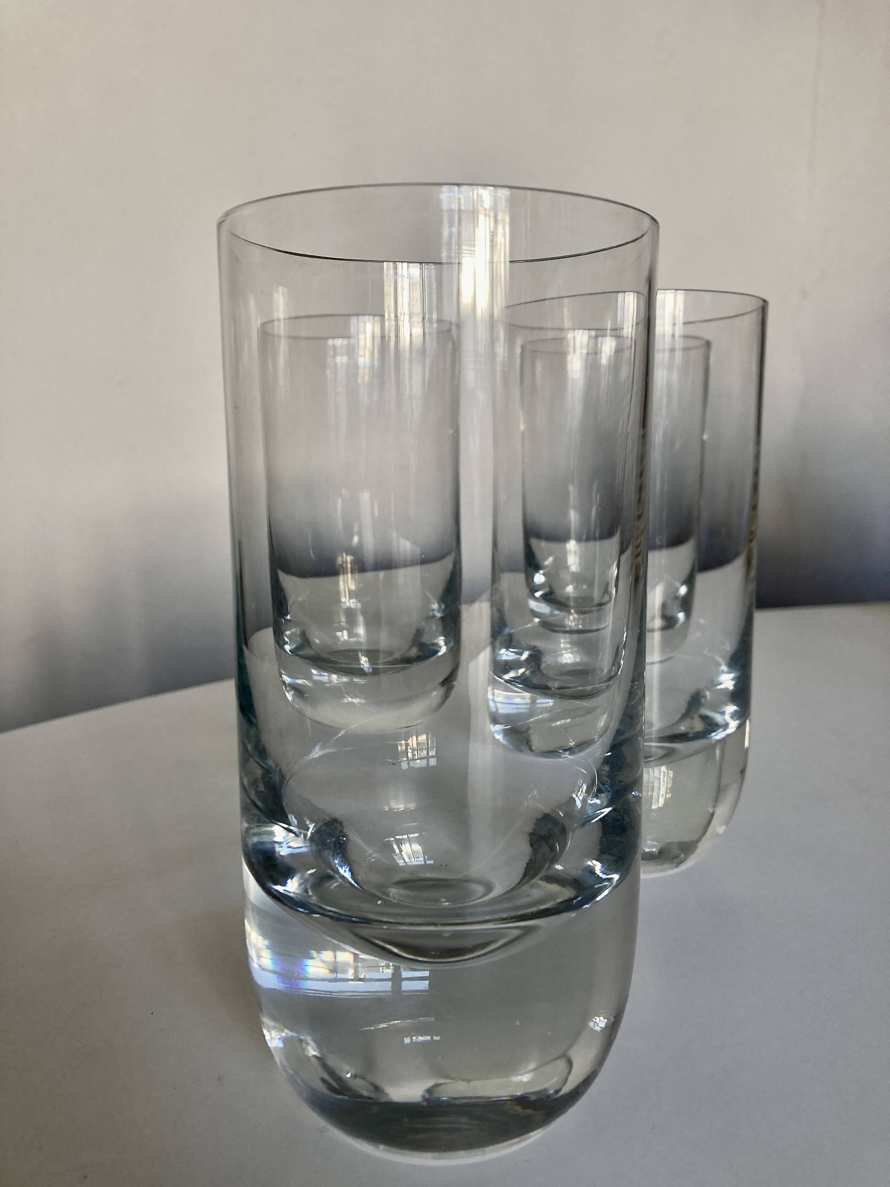 Set of 4 XXL solid glass tumblers in semi-crystal Scandinavian style