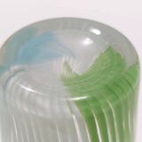 Green, White and Light Blue Murano Glass Vase by Dino Martens