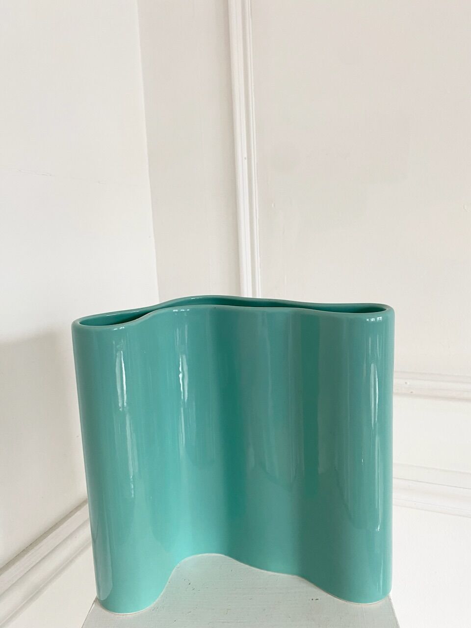 Blue-green ceramic vase
