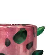 Two Pink and Green Murano Glass Art Deco Vases with Applied Spikes, 80s