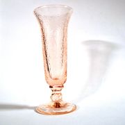 Vintage pink moulded glass cornucopia vase – bead and heart decoration
