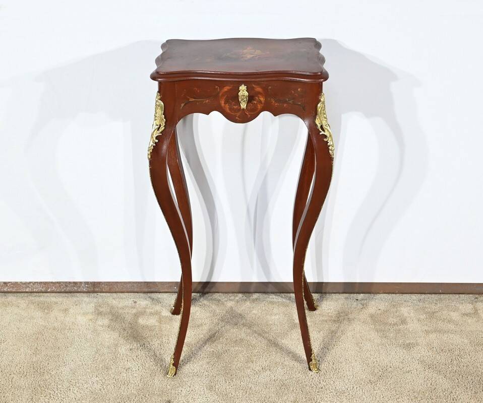 Small Table in Lacquered Wood, Louis XV Style – Late 19th Century
