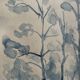 Tableau Aquarelle signé monochrome blue jeans « la forêt bleue »