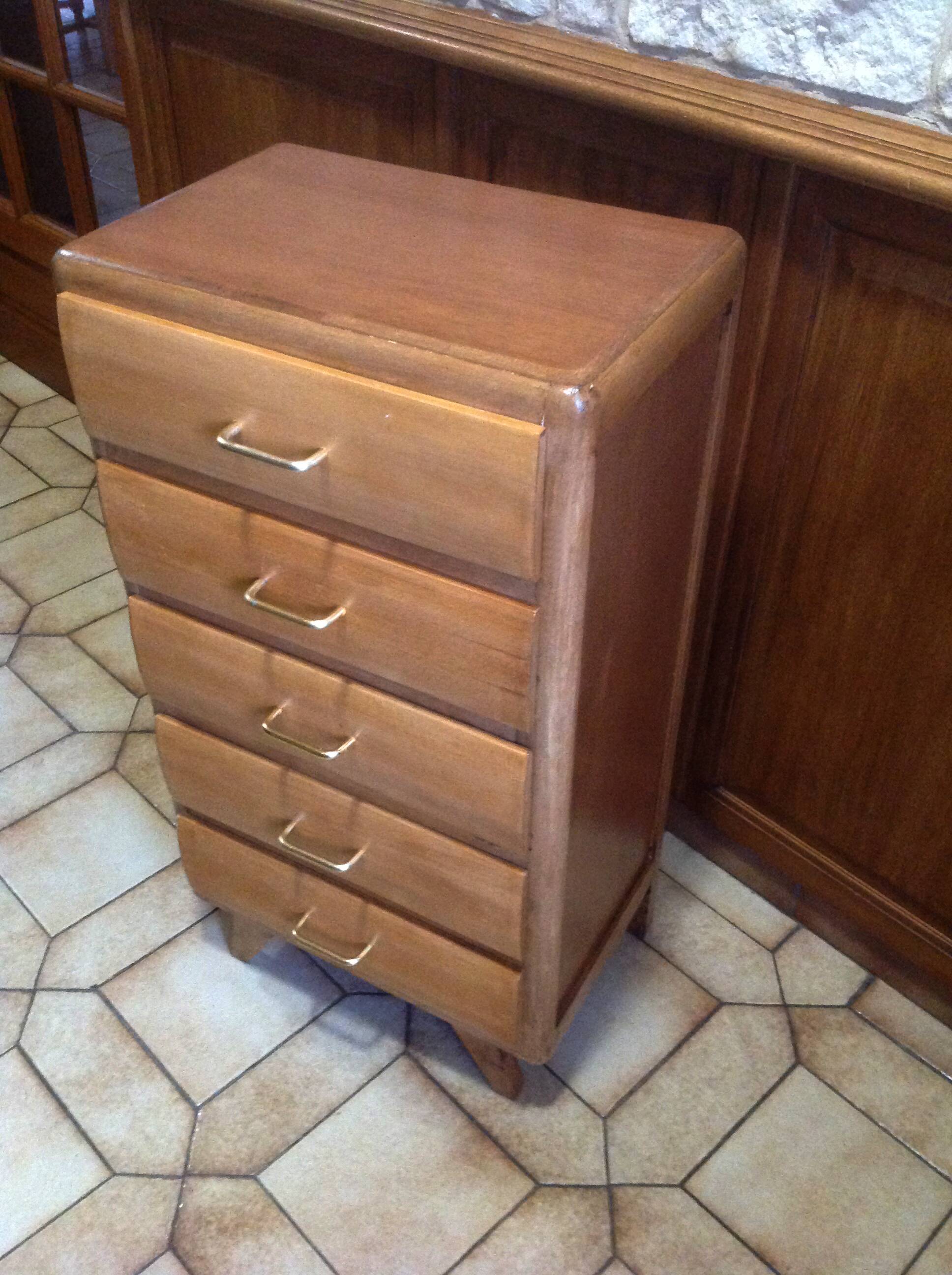 Vintage weekly chest of drawers with compass feet