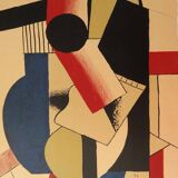 Fernand leger: cubist composition on guitar, signed lithograph - 1979