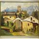 Biedermeier painting of a European alpine village, late 19th century.
