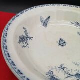 Flat round hollow earthenware Sarreguemines model Carmen butterfly